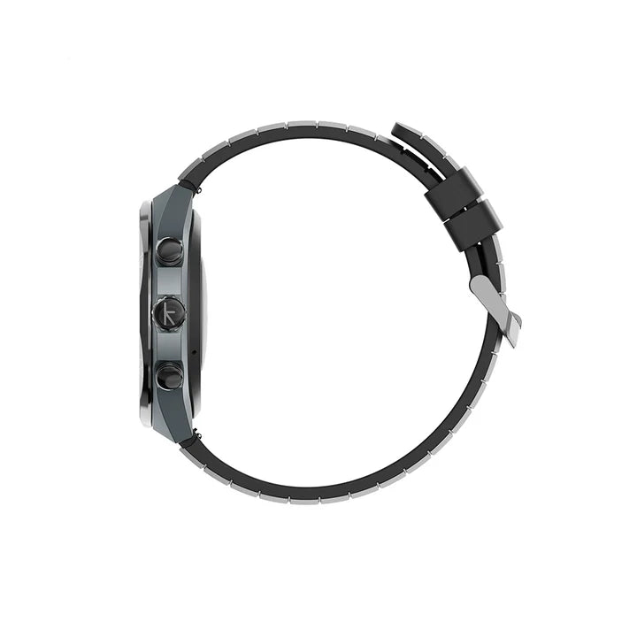 Side profile view of Kieslect Elite2 smartwatch showcasing its sleek metallic case and navigation buttons