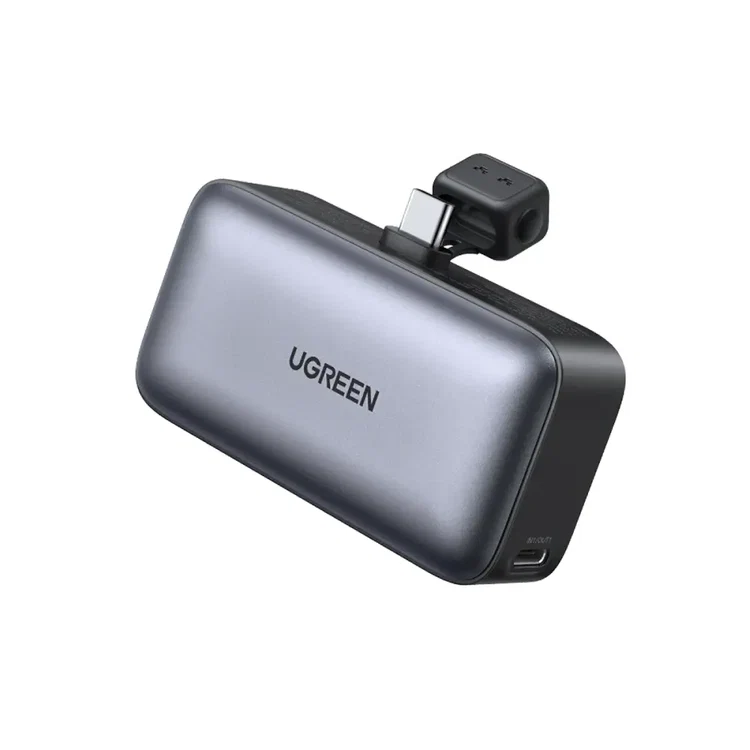 UGREEN PB503 Power Bank 5000mAh, 20W USB-C PD, Built-in USB-C Connector, Kickstand, Black