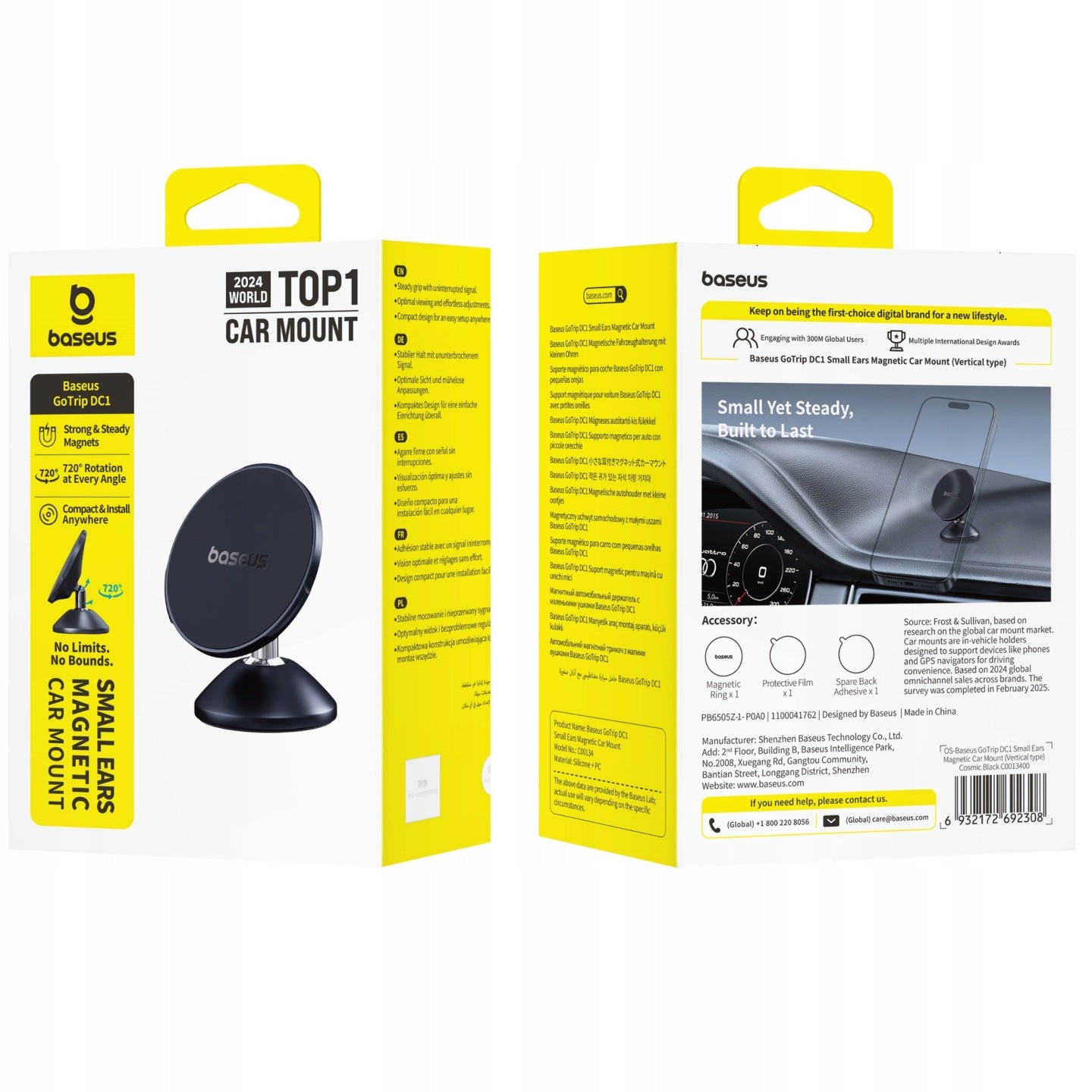 Baseus GoTrip DC1 magnetic car phone holder product packaging box