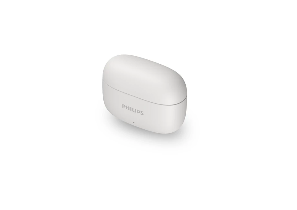 Philips 1000 Series wireless earbuds charging case in White.