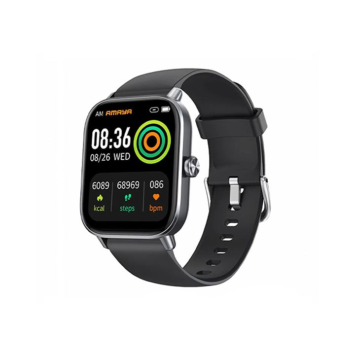 Amaya ASW-20 Smart Watch with Black Silicone Strap