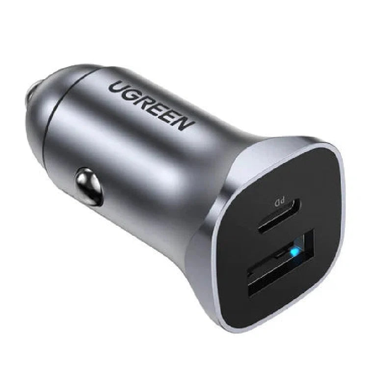 UGREEN EC305 Fast Car Charger 30W, 2-Port USB-C + USB-A, Black