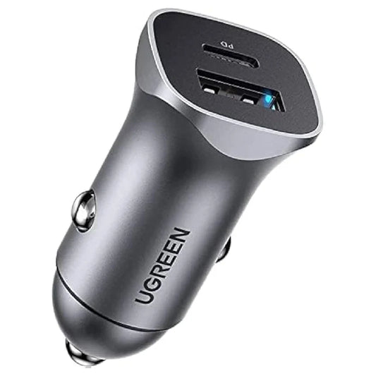 UGREEN EC305 Fast Car Charger 30W, 2-Port USB-C + USB-A, Black
