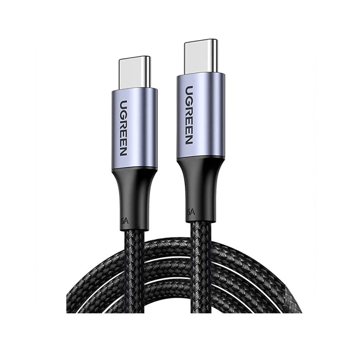 UGREEN Type-C to Type-C fast charging cable with gray aluminum connectors and black braided wire