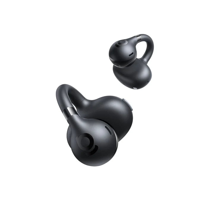 Top view of Baseus Bass BC1 open-ring true wireless earbuds in black