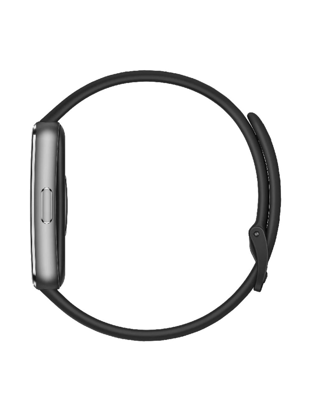 Side profile view of HUAWEI Band 11 smart tracker in black showing slim body design and side button