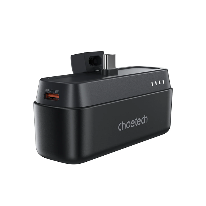 Choetech 5000mAh mini power bank with built-in Type-C connector in black