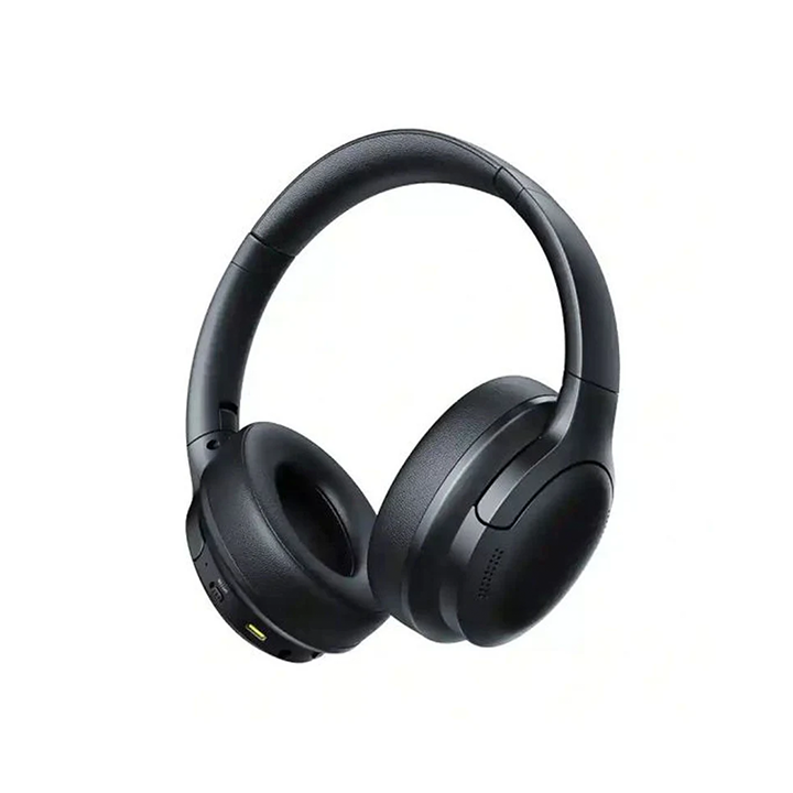 Baseus Bass BH1 Lite Wireless Over-Ear Headphones in Black with AI ENC Microphone, Bluetooth 6.0, Super Bass and 80-Hour Battery Life - Front Angle View