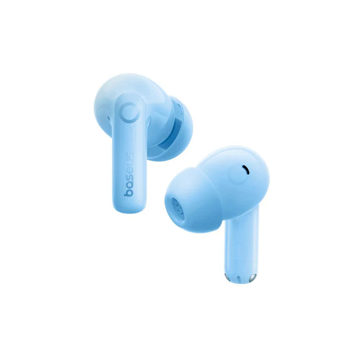 Baseus Bass BP1 Pro True Wireless Earbuds in Blue with ergonomic in-ear design.