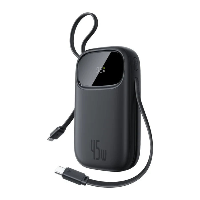 Baseus 45W power bank with 2 built in USB C cables.