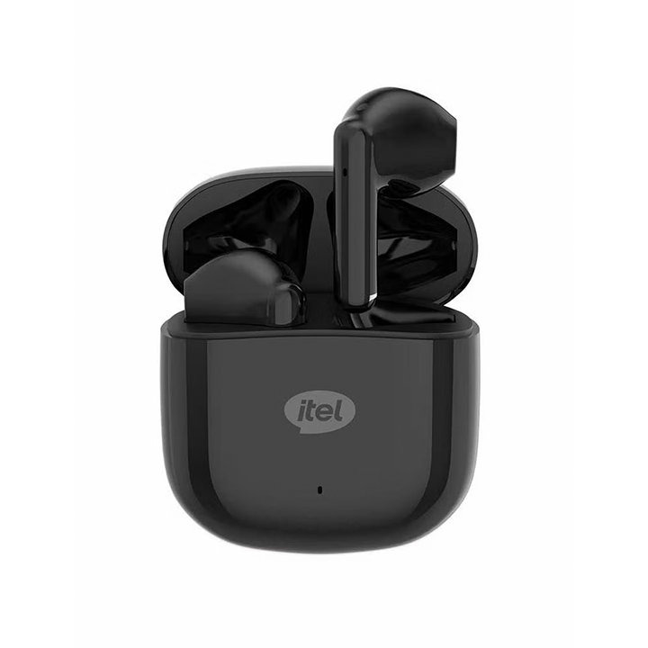 Itel S10 Half In-Ear Wireless Earbuds, 25H Battery, Noise Reduction, Black