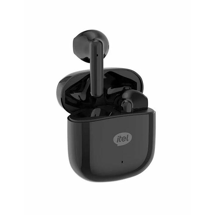 Itel S10 Half In-Ear Wireless Earbuds, 25H Battery, Noise Reduction, Black