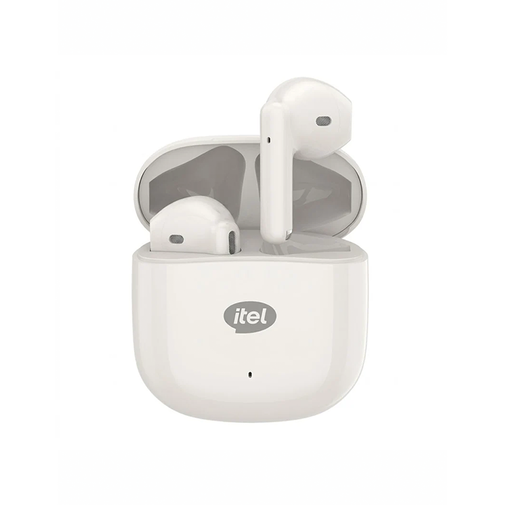 S10 Half In-Ear Wireless Earbuds, 25H Battery, Noise Reduction, White