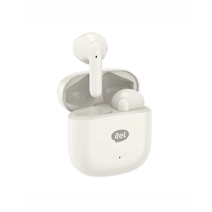 S10 Half In-Ear Wireless Earbuds, 25H Battery, Noise Reduction, White
