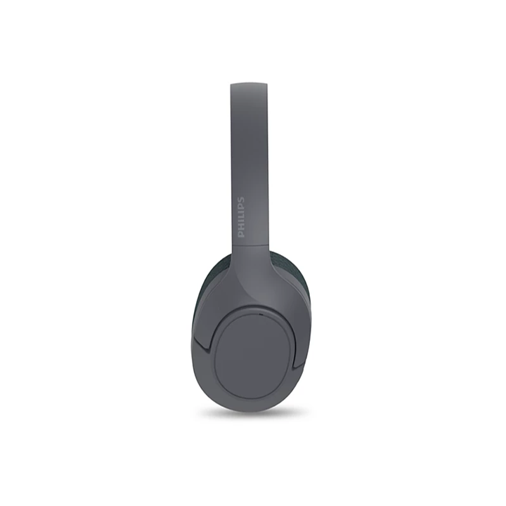 Side profile view of Philips TAH7508BK over ear ANC headphones with headband logo