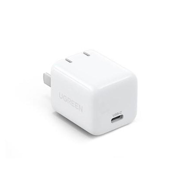 UGREEN 30W single USB-C GaN white wall charger with foldable plug