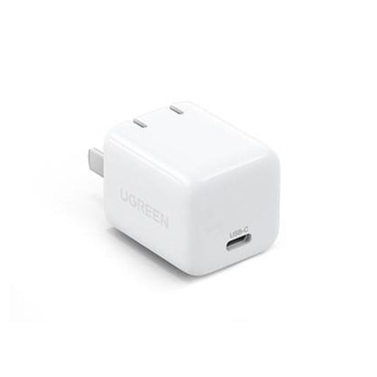 UGREEN 30W single USB-C GaN white wall charger with foldable plug