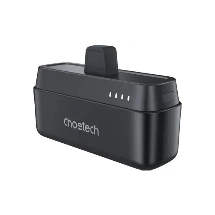 Black Choetech B741 mini power bank 5000mAh with protective cap and LED battery indicator