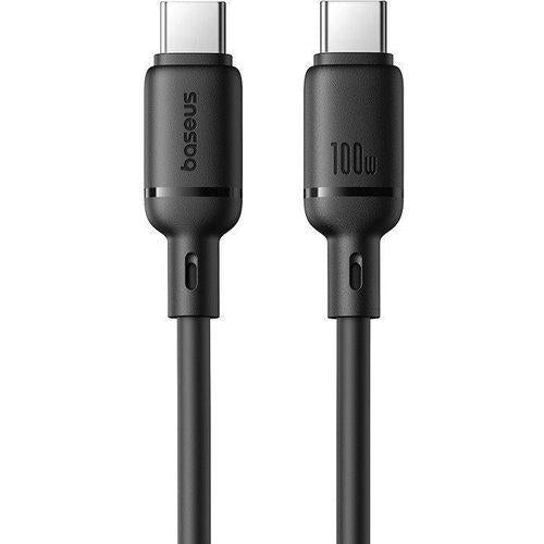 Dual Baseus Silky USB-C connectors showing Baseus logo and 100W power mark