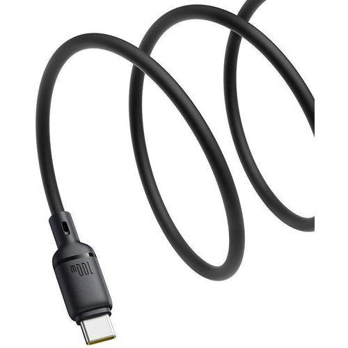 Close up of Baseus Silky Series USB-C connector showing 100W fast charging logo
